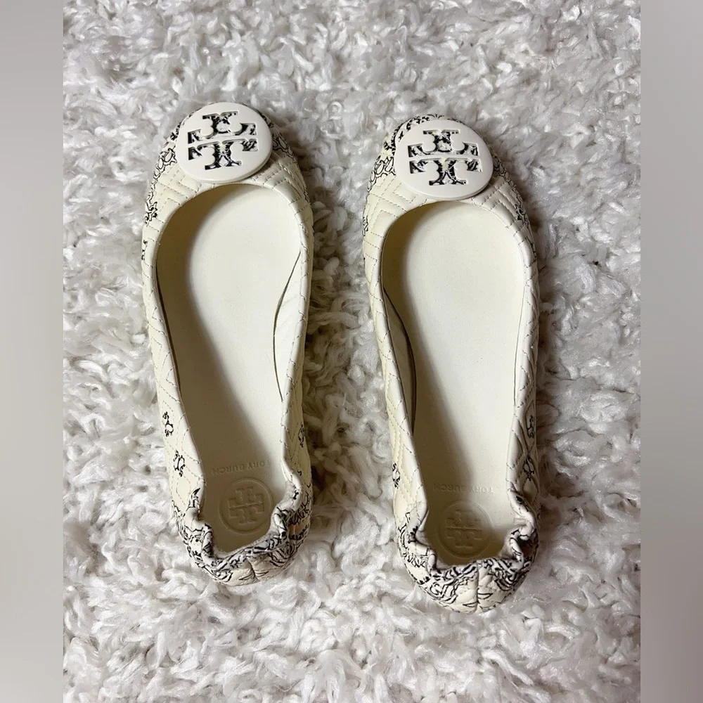 New tory burch Minnie Quilted Travel Ballet Flat Leather Logo